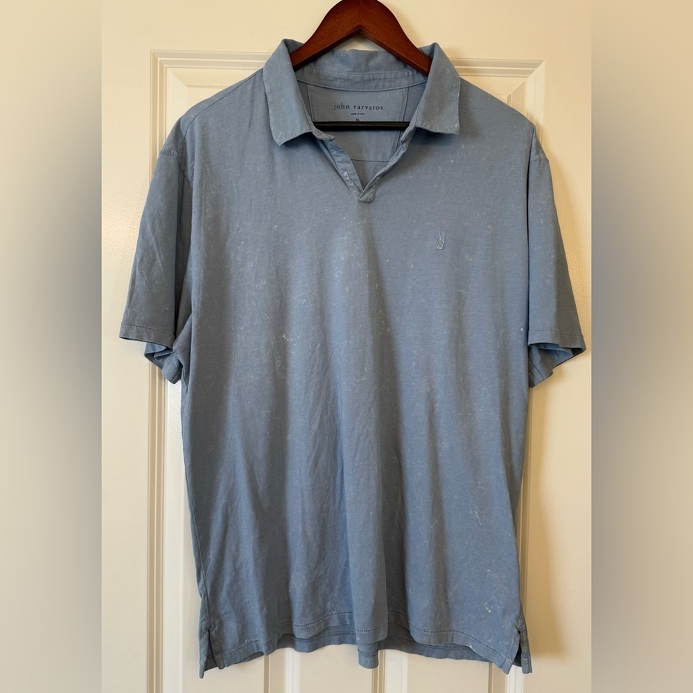 John Varvatos Marble Wash Polo Light Blue Size XL - Picture 9 of 10